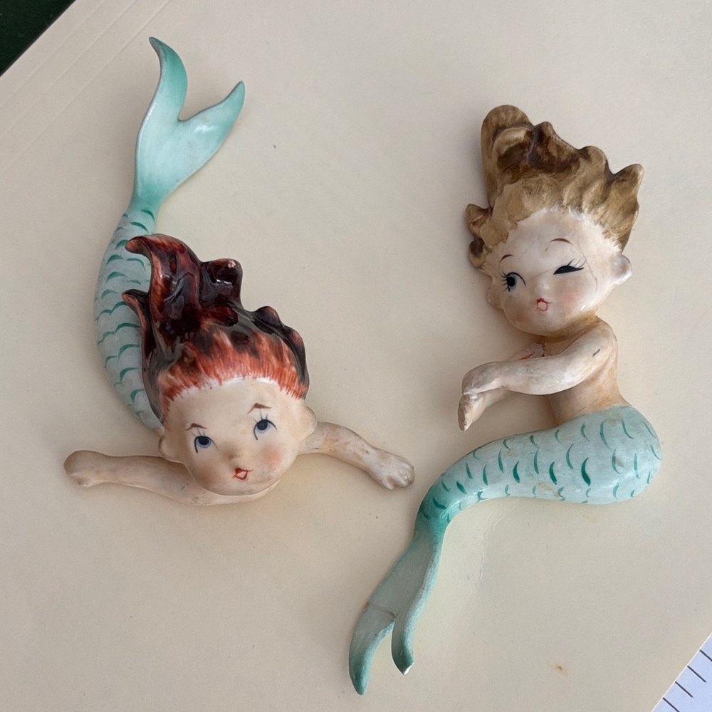 A pair of Lefton mermaid figurines -1950’s